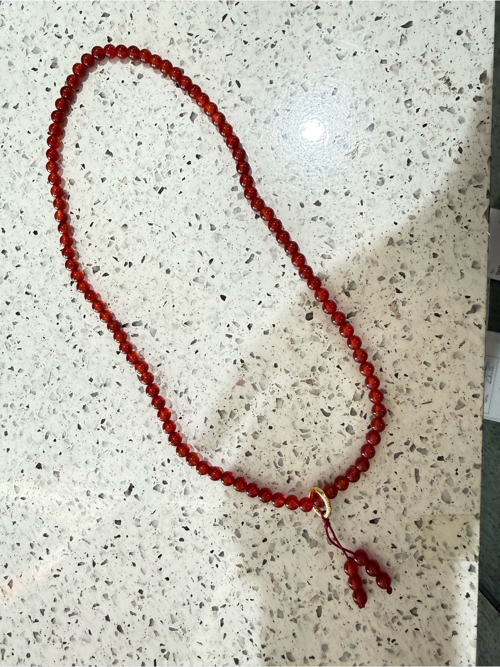 Natural Red Agate Carnelian 3 Wrap Bracelet/6.5mm Beads Gold Accent Necklace